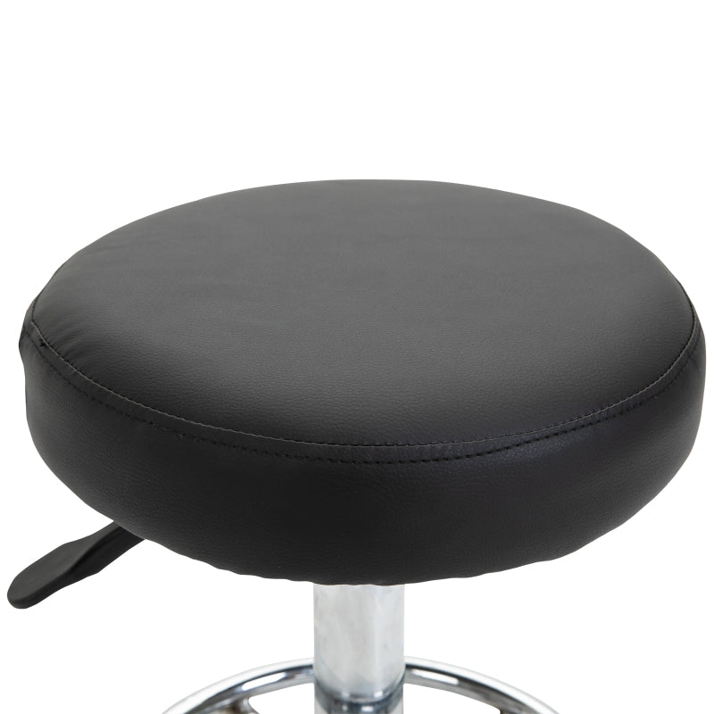 HOMCOM PU Leather Height Adjustable Swivel Salon Stool Black