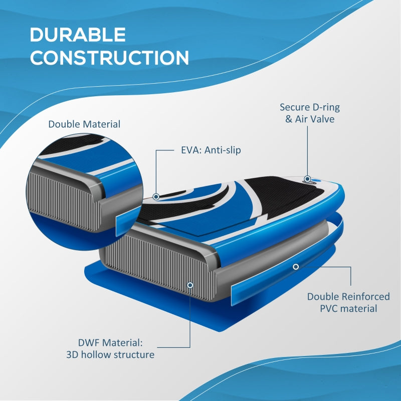 Outsunny 10'6" x 30" x 6" Inflatable Paddle Stand Up Board, Adjustable Aluminium Paddle Non-Slip Deck Board with ISUP Accessories, 320L x 76W x 15H cm