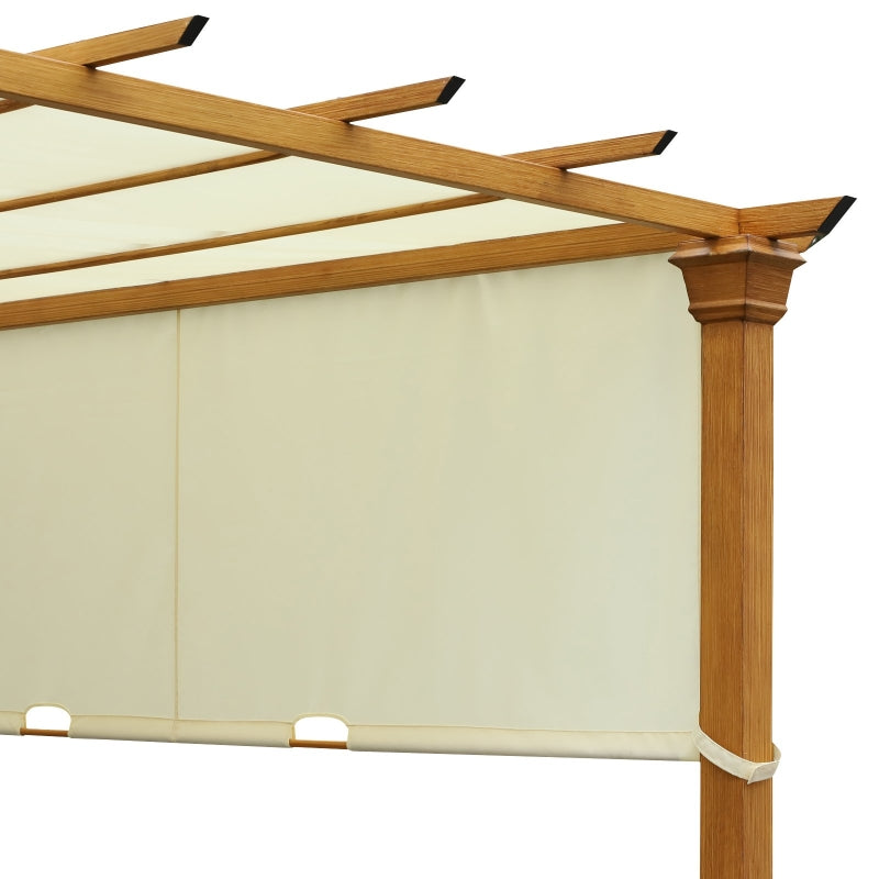 Outsunny 3(m) x 3(m) Garden Outdoor Retractable Pergola Gazebo with Adjustable Canopy Garden Sun Shade Patio Canopy Shelter - Beige