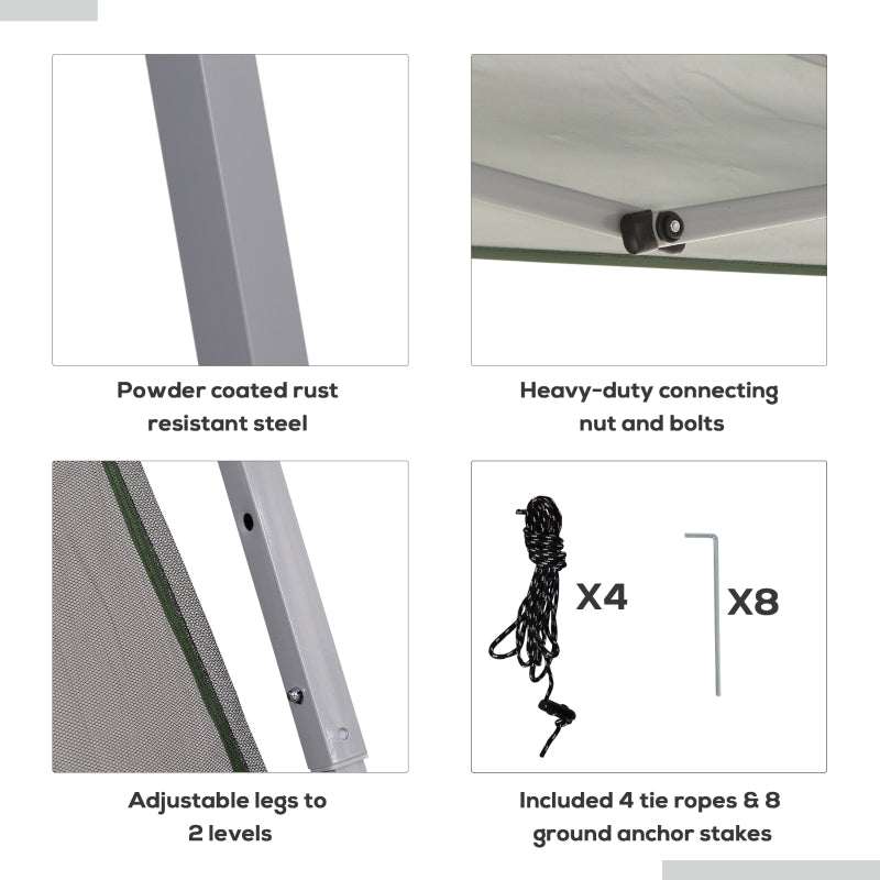Outsunny 3.6m x 3.6m Pop Up Steel Frame Garden Gazebo Green