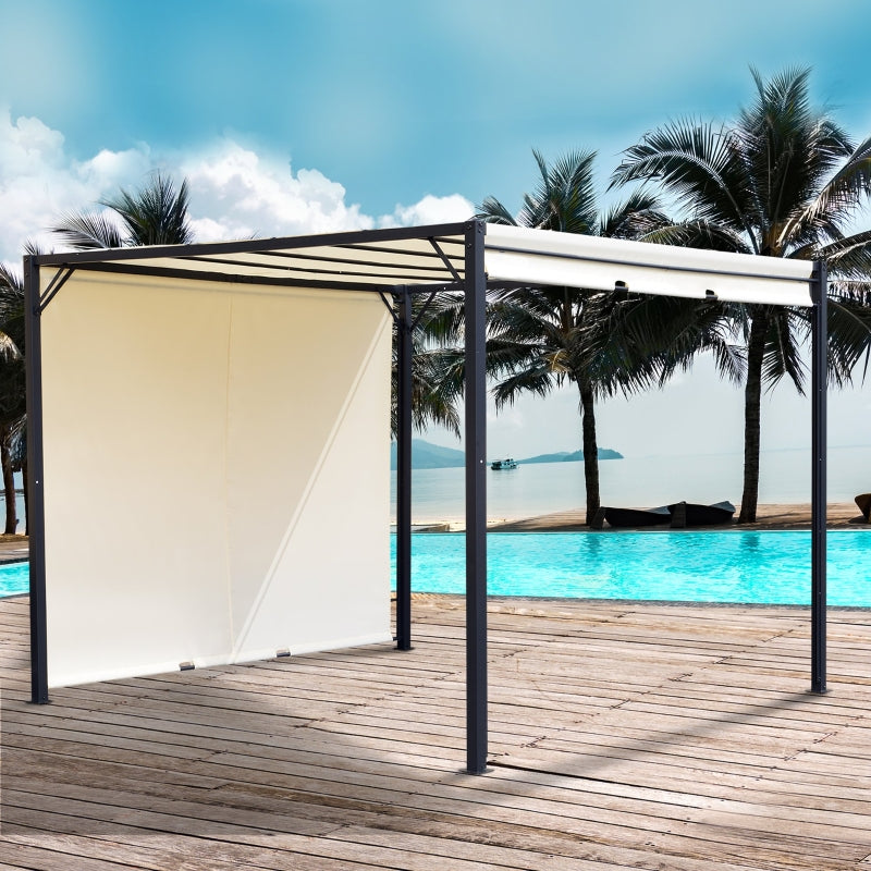 Outsunny 3 X 3 Meters Garden Metal Gazebo Party Canopy Outdoor Tent Sun Shelter Removable & Adjustable Cover Canopy Cream