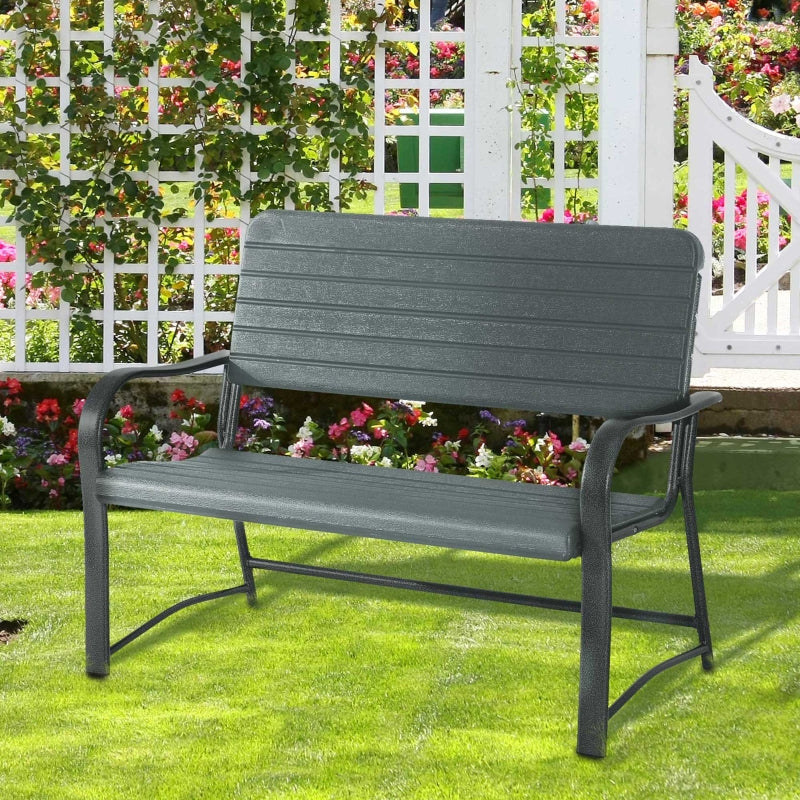 Outsunny 2 Seater Garden Bench Double Chair Outdoor Love Chair Patio Furniture. - Dark Green