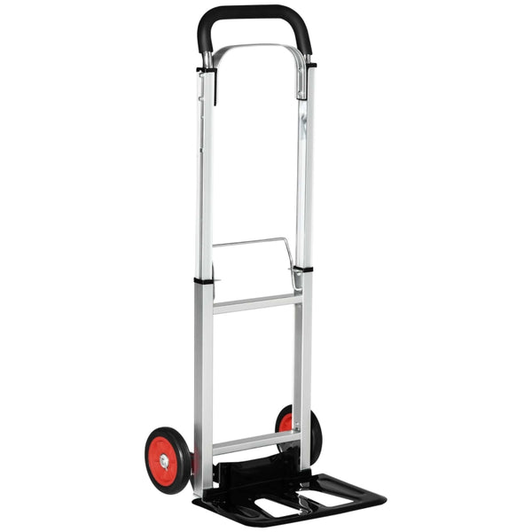 DURHAND Folding Sack Truck with Telescoping Handles, Trolley on Wheels, Aluminium Alloy Hand Truck for Moving and Travel, 90kg Capacity