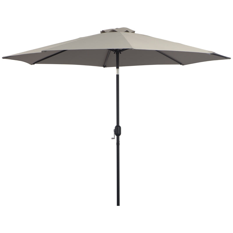 Outsunny 3(m) Tilting Parasol Garden Umbrellas, Outdoor Sun Shade with 8 Ribs, Tilt and Crank Handle for Balcony, Bench, Garden, Light Grey