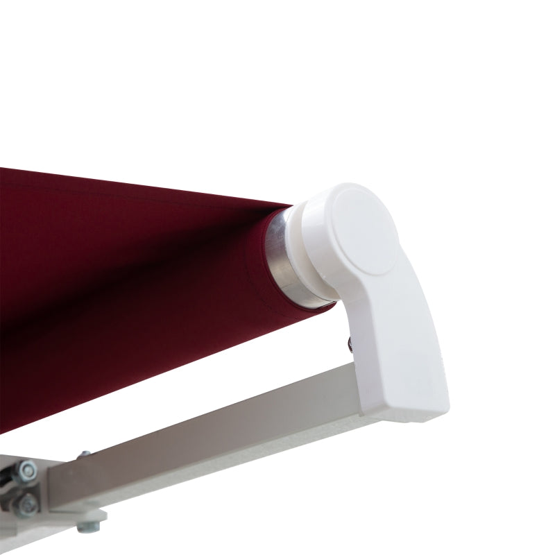 Outsunny 3.5M x 2.5M Garden Patio Manual Awning Canopy Sun Shade Shelter Retractable Winding Handle Wine Red