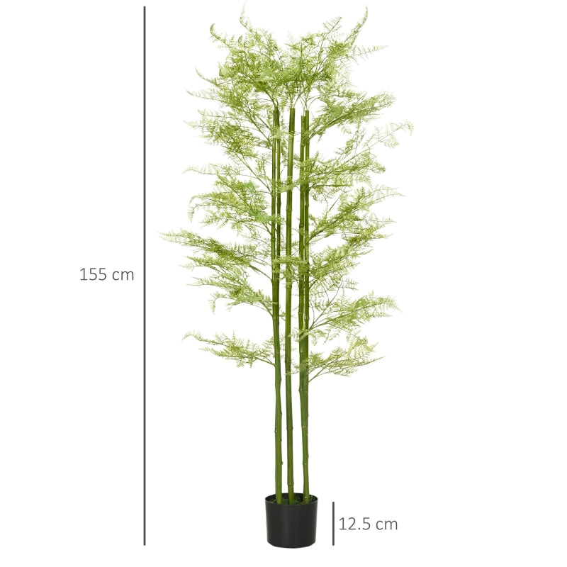 HOMCOM Decorative Artificial Plants Asparagus Fern Tree in Pot Fake Plants for Home Indoor Outdoor Decor, 155cm