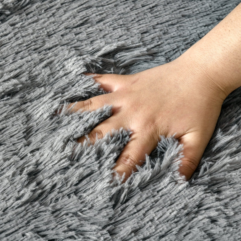 HOMCOM Grey Fluffy Rug, Shaggy Area Rugs Carpet for Living Room, Bedroom, Dining Room, 120x200 cm