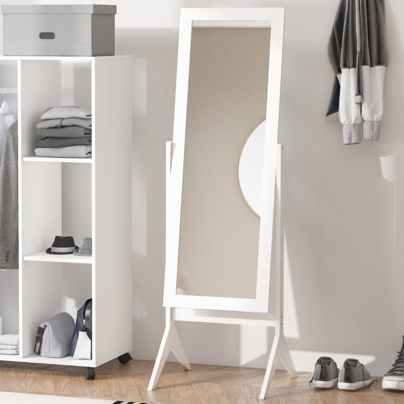 HOMCOM Freestanding Dressing Mirror Bedroom Tall Adjustable Angle 148x47cm White