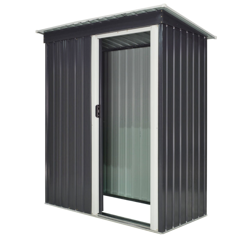 Outsunny 2 x 3ft Garden Storage Shed with Sliding Door and Sloped Roof Outdoor Equipment Tool Backyard, Black