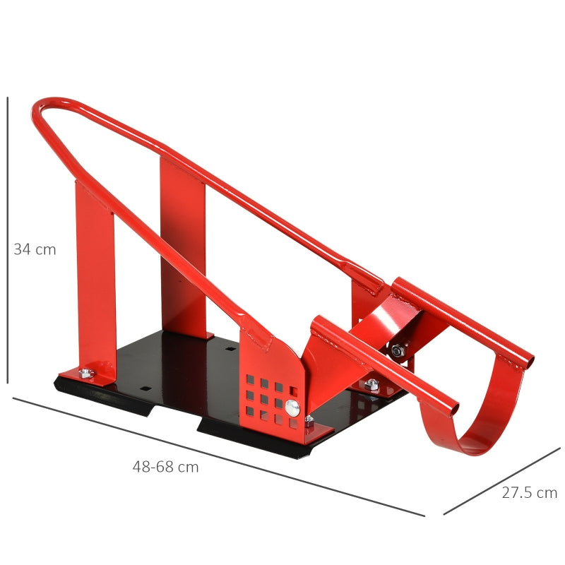 HOMCOM Steel Freestanding Motorcycle Wheel Chock Red