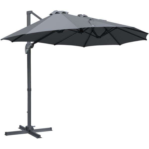 Outsunny 4.5 m Patio Cantilever Roma Parasol, Large Double-Sided Rectangular Garden Umbrella with Crank Handle, 360° Cross Base for Bench, Outdoor