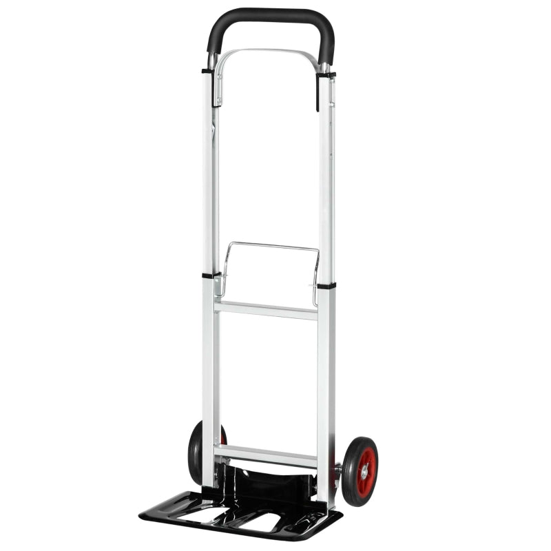 DURHAND Folding Sack Truck with Telescoping Handles, Trolley on Wheels, Aluminium Alloy Hand Truck for Moving and Travel, 90kg Capacity