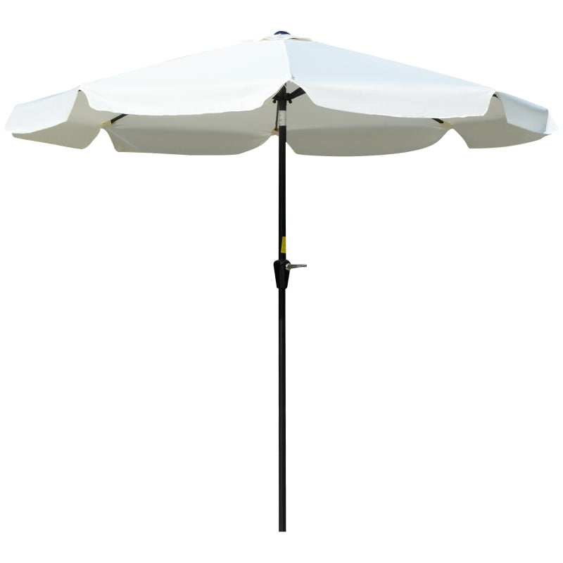 Outsunny 2.66m Patio Umbrella Garden Parasol Outdoor Sun Shade Table Umbrella with Ruffles, 8 Sturdy Ribs, Cream White