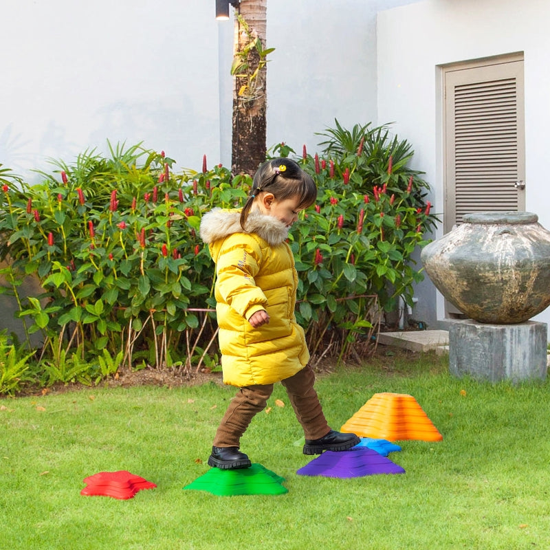 Outsunny 6pcs Balance Stepping Stones for Kids Starfish Style Non-slip Obstacle Course Stackable Balance Blocks Encourage Toddler Balance