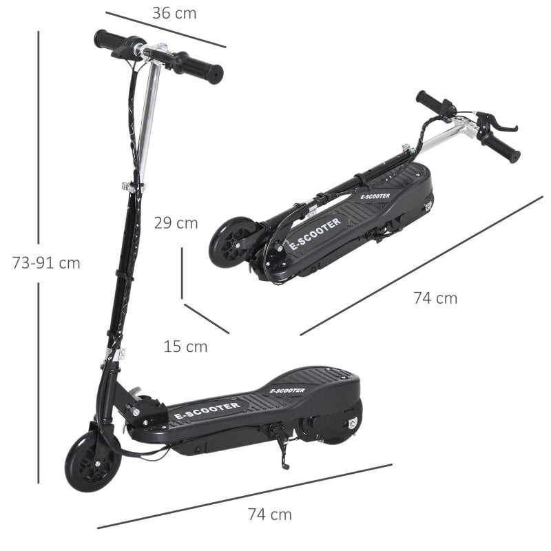 HOMCOM Kids Folding Electric Bike Children E Scooter Ride on Toy 2x12V Recharge Battery 120W Adjustable Height PU Wheels Suitable for 7-14 yrs Black