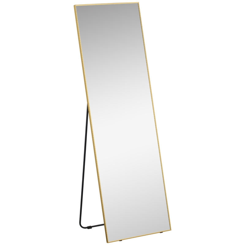 HOMCOM Full Length Mirror Wall-Mounted, 160 x 50 cm Freestanding Rectangle Dressing Mirror for Bedroom, Living Room, Gold Frame