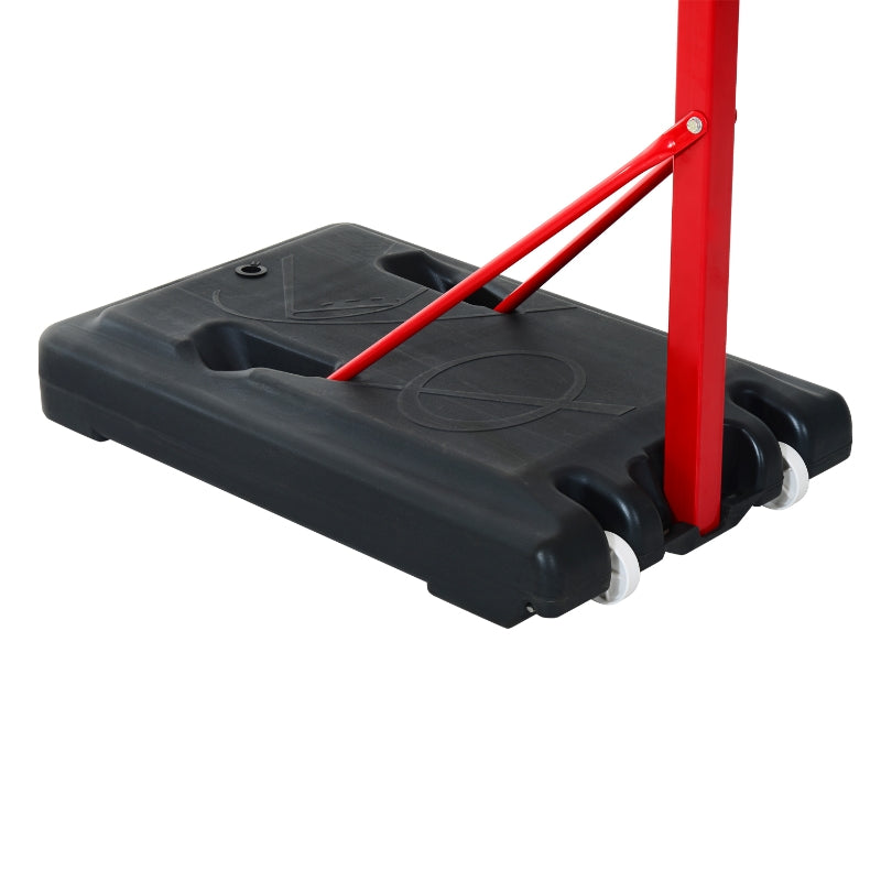 HOMCOM Steel Basketball Stand Height Adjustable Hoop Backboard Red