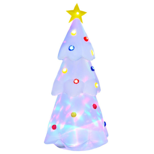 HOMCOM 1.8 m Inflatable Christmas Tree w/ Star and Multicolour Decorations LED Lighted Indoor Outdoor Home Decor for Garden Lawn Party Prop White