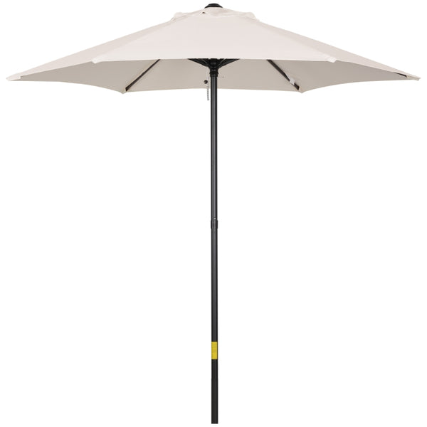 Outsunny 2m Patio Parasols Umbrellas, Outdoor Sun Shade with 6 Sturdy Ribs for Balcony, Bench, Garden, Cream White