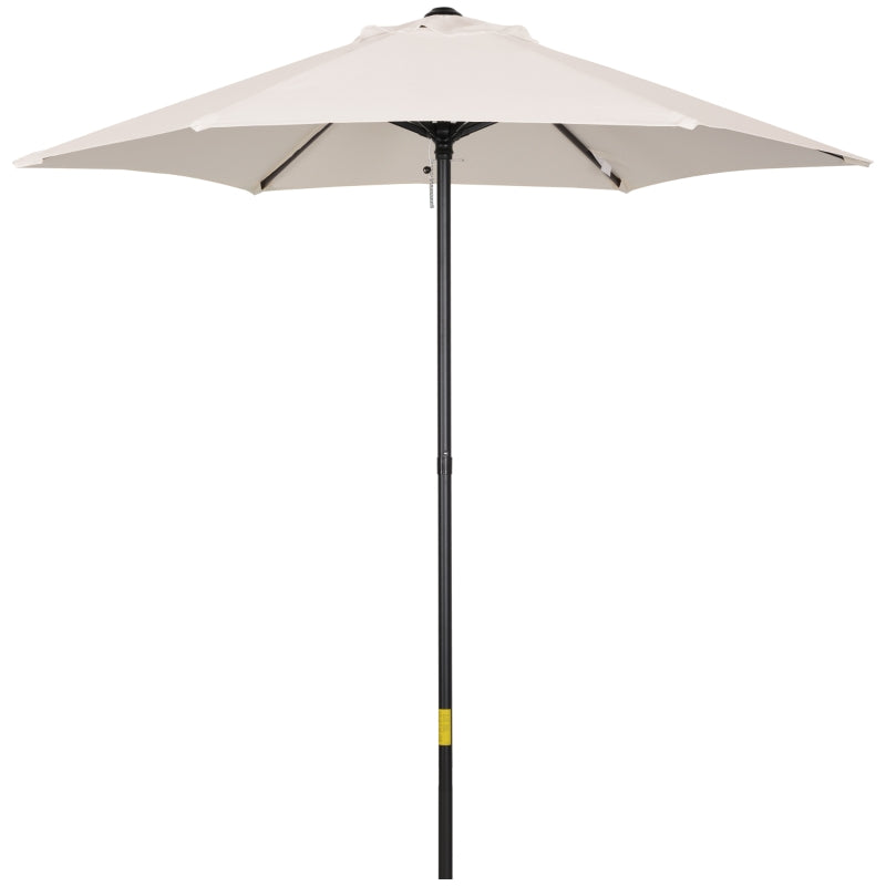 Outsunny 2m Patio Parasols Umbrellas, Outdoor Sun Shade with 6 Sturdy Ribs for Balcony, Bench, Garden, Cream White