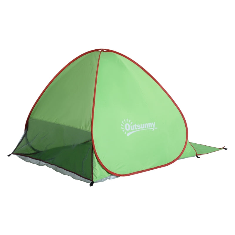 Outsunny 2-3 Person Pop up Tent Beach Tent Hiking UV 30+ Protection Patio Sun Shelter (Green)