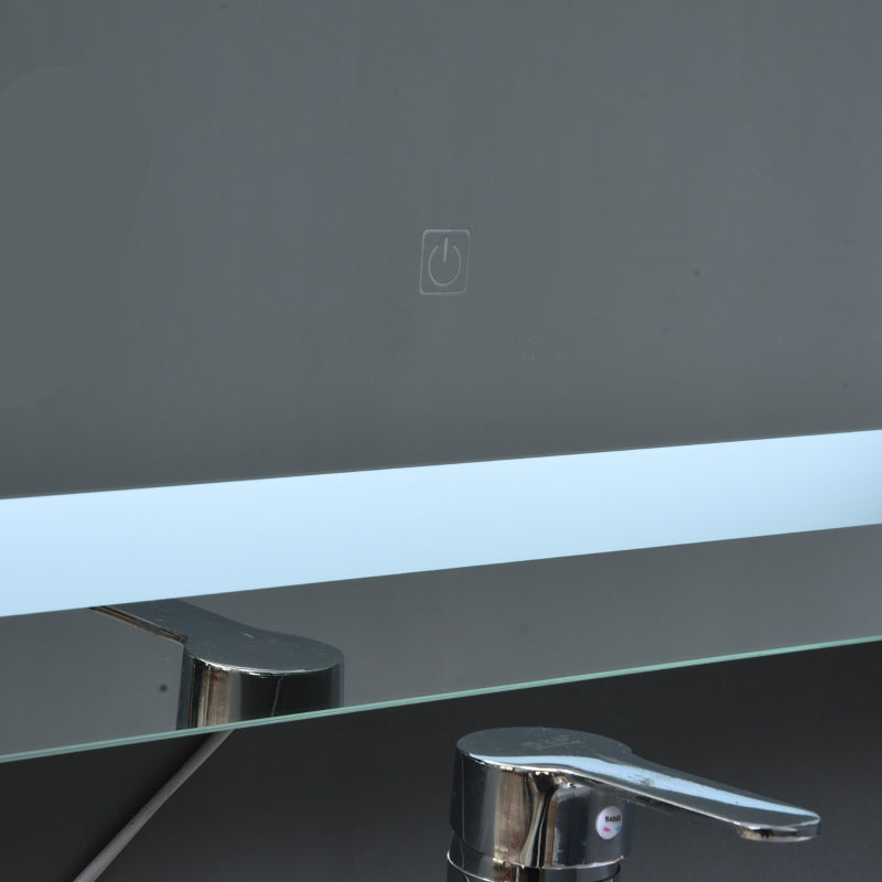 kleankin Glass LED Illuminated Anti-Fog Bathroom Wall Mirror