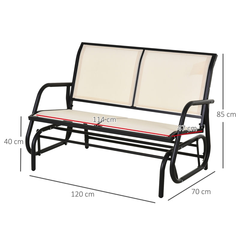 Outsunny 2-Person Outdoor Glider Bench Patio Double Swing Gliding Chair Loveseat w/Power Coated Steel Frame for Backyard Garden Porch, Beige