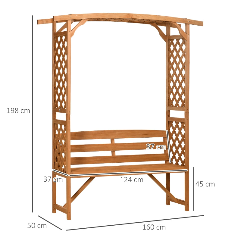 Outsunny Patio Garden Bench, Natural Wooden Garden Arbour with Seat for Vines/Climbing Plants, Natural