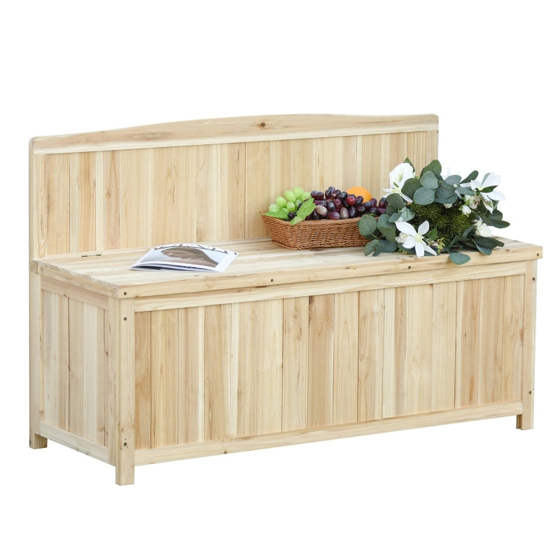 Outsunny Garden Arch Wood Bench Outdoor Storage Box Garden Furniture Chair 115L x 45W x 75Hcm