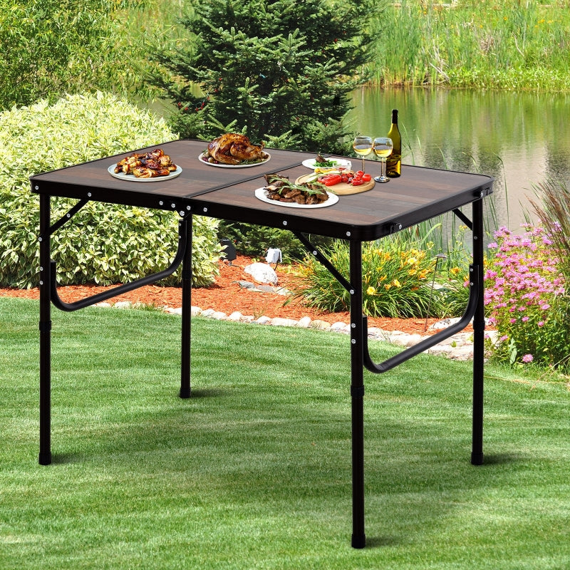 Outsunny 3ft Height Adjustable MDF Folding Camping Table