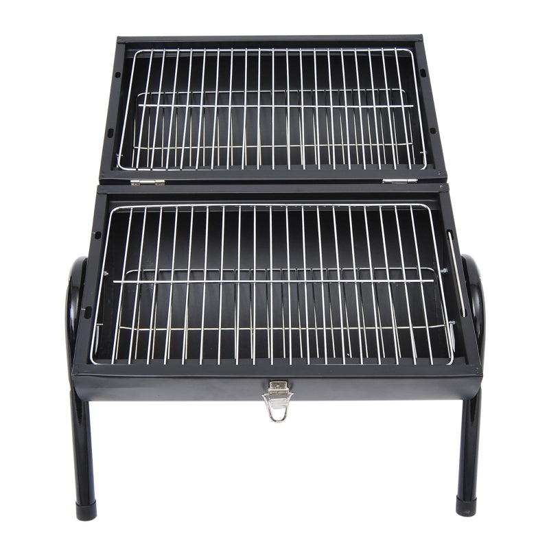 Outsunny Charcoal Grill Portable Folding Charcoal BBQ Grill Outdoor Tabletop Barbecue Grill