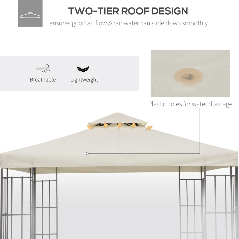 Outsunny 3 x 3(m) Gazebo Canopy Roof Top Replacement Cover Spare Part Cream White (TOP ONLY)