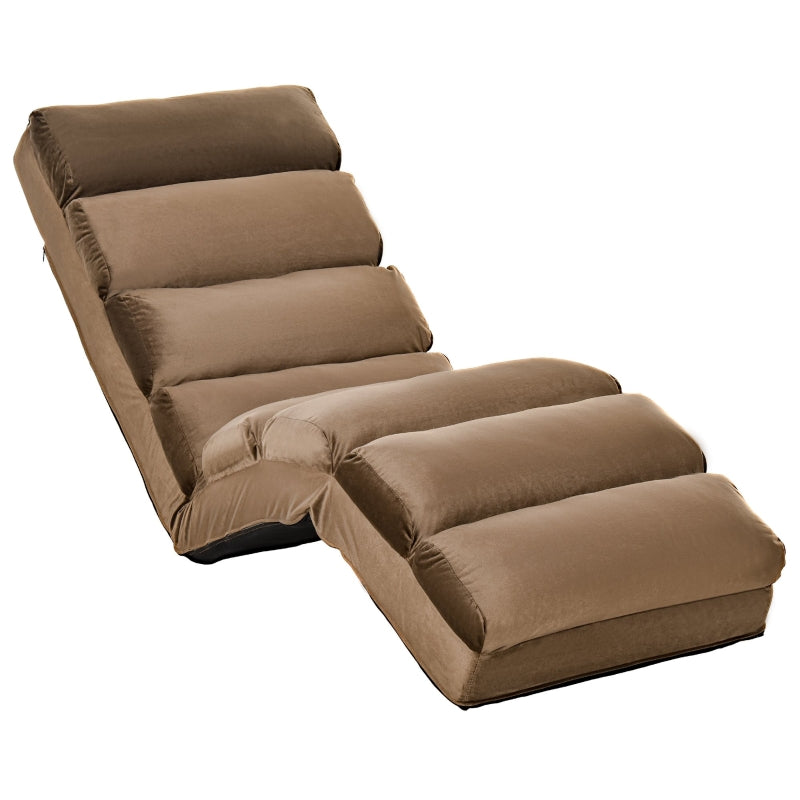 HOMCOM Lounge Sofa Bed Folding Adjustable Floor Lounger Sleeper Futon Mattress Seat Chair w/Pillow (Brown)