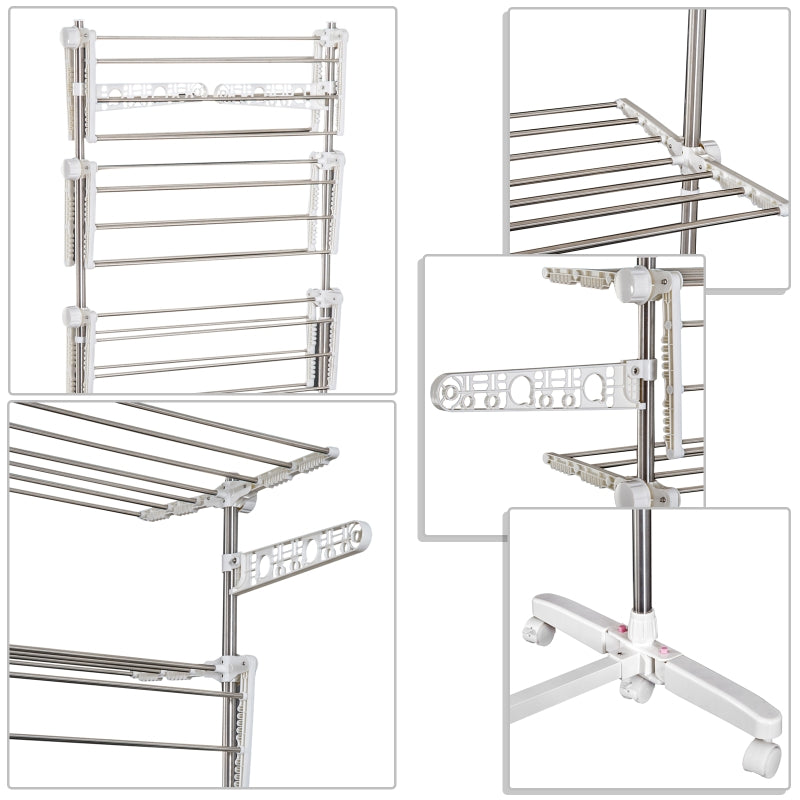 HOMCOM Folding Cloth Rail Adjustable Garment Rack With Wheels (4 Layer)