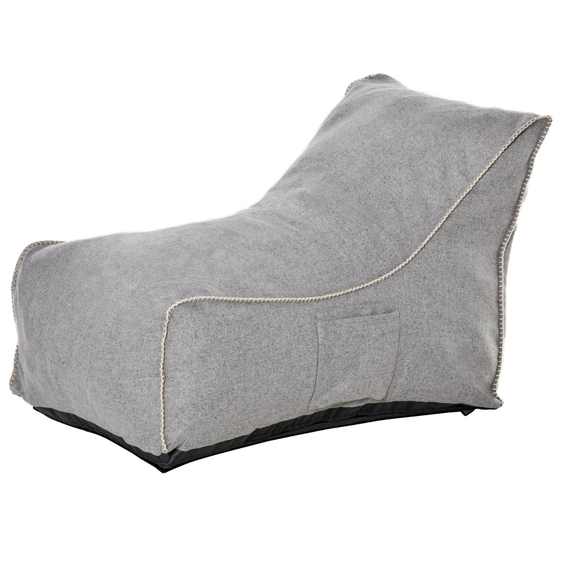 HOMCOM Bean Bag Chair, Large Foam Stuffed lounger Indoor Furniture with Washable Cover, Side Pockets and Backrest, Dark Grey