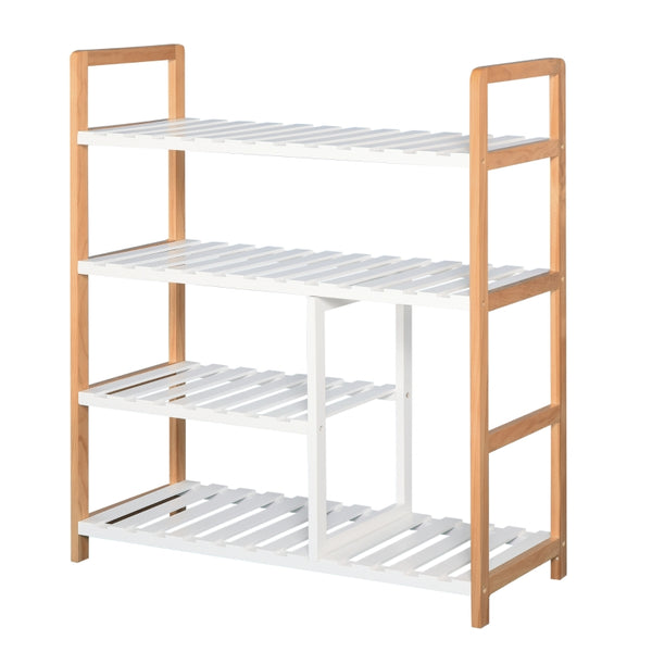 HOMCOM 4 Tier Shoe Racks Storage Stand Shelf Organizer Wood Frame 78 x 68 x 26 cm Hallway Furniture