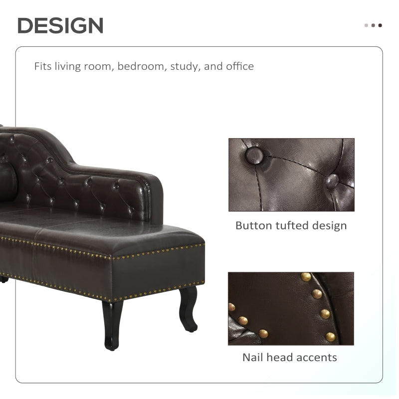 Homcom Vintage Style PU Leather Chaise Lounge-Dark Brown