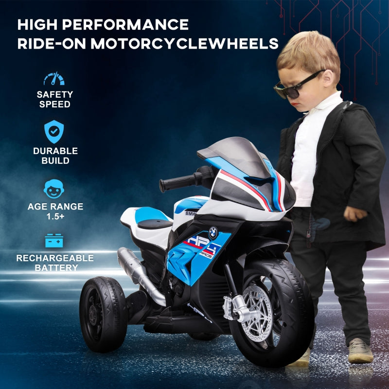 HOMCOM Licensed BMW HP4 Kids Electric Motorbike Ride-On Toy 3-Wheels 6V Battery Powered Motorcycle with Music for Girls Boy 18 - 60 Months, Blue