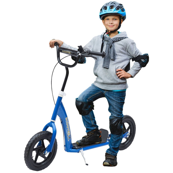 HOMCOM Teen Push Scooter Kids Children Stunt Scooter Bike Bicycle Ride On 12" EVA Tyres, Blue