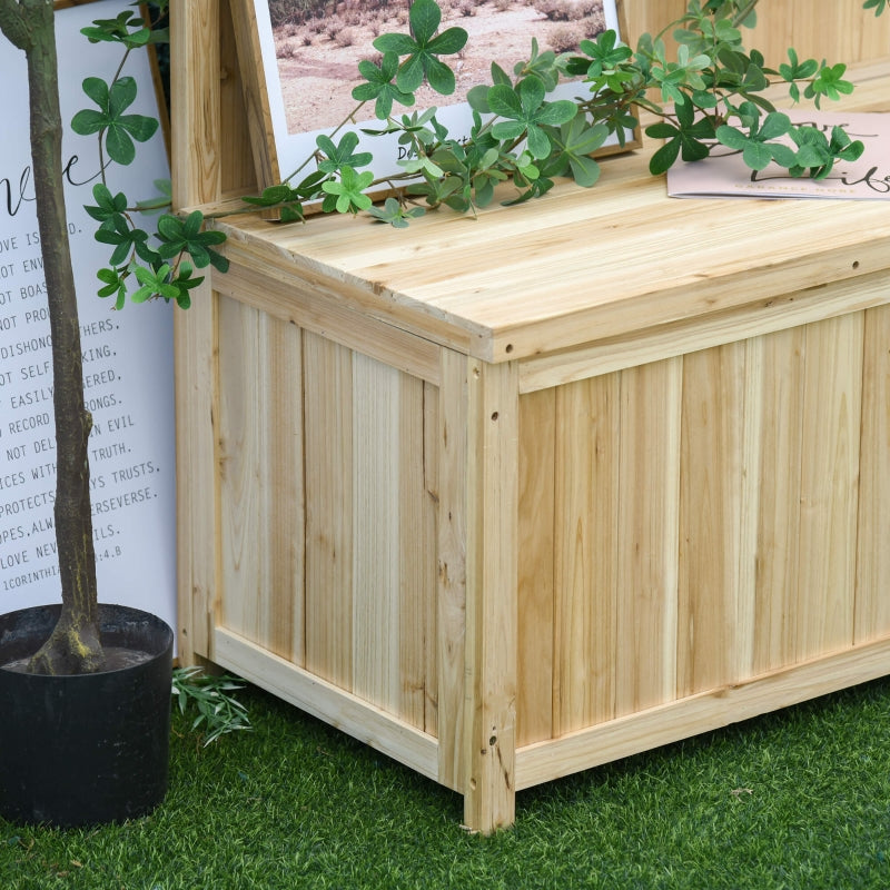 Outsunny Garden Arch Wood Bench Outdoor Storage Box Garden Furniture Chair 115L x 45W x 75Hcm