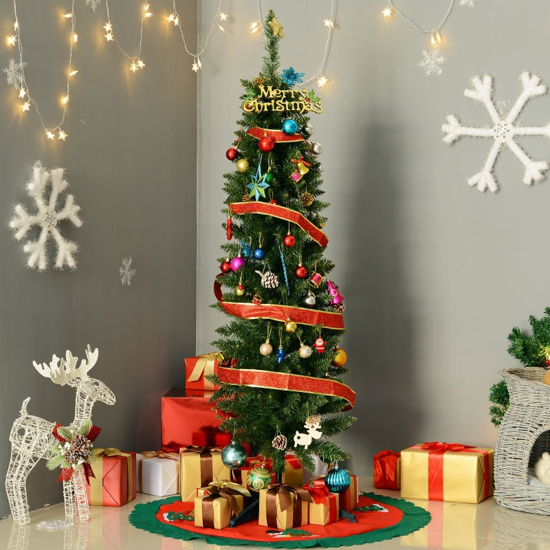 HOMCOM 1.5m Artificial Christmas Pine Tree W/Plastic Stand-Green