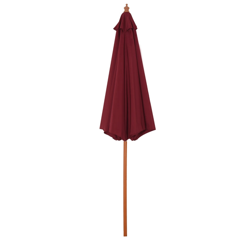 Outsunny 2.5m Wood Garden Parasol Sun Shade Patio Outdoor Market Umbrella Canopy with Top Vent, Wine Red