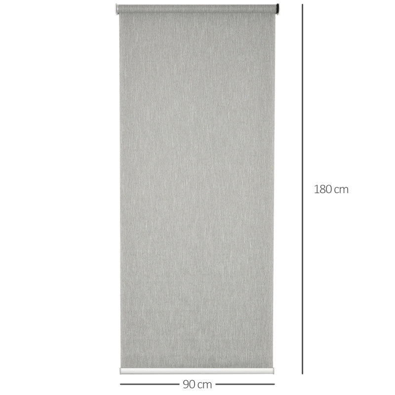 HOMCOM WiFi Smart Roller Blinds Window UV Privacy Protection with Rechargeable Battery, Electric Shades Blind Easy Fit Home Office, Grey, 90 x 180cm