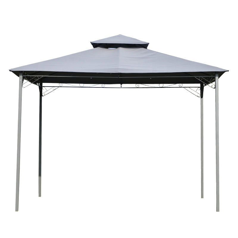 Outsunny 2-Tier Roof Gazebo, 300Lx300Wx264H cm, Steel Frame-Black/Grey