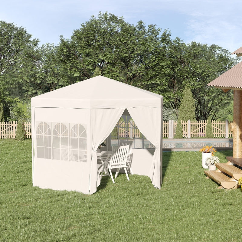 Outsunny 3.4m Gazebo Canopy Party Tent with 6 Removable Side Walls for Outdoor Event with Windows and Doors, White