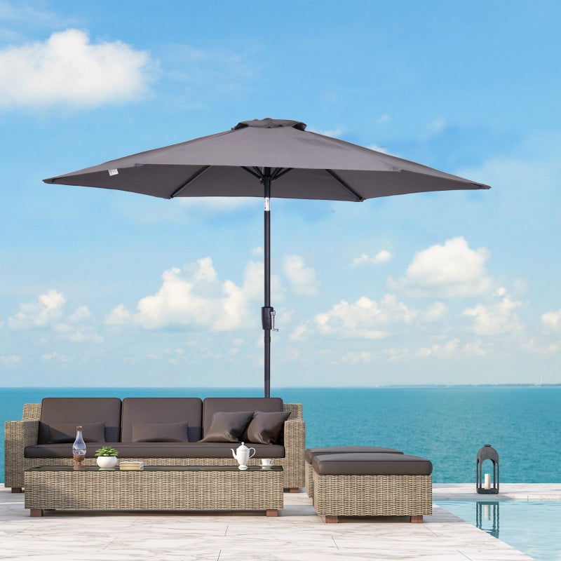 Outsunny 2.7 m Patio Umbrella, Aluminum Frame-Grey