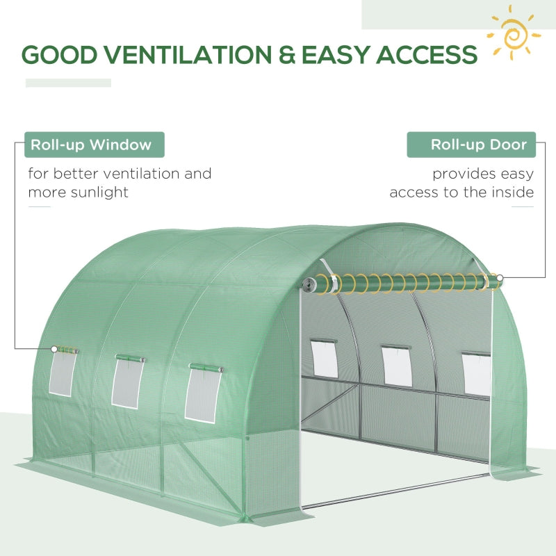 Outsunny 3 x 3 x 2m Greenhouse Replacement Cover ONLY Winter Garden Plant PE Cover for Tunnel Walk-in Greenhouse with Roll-up Windows