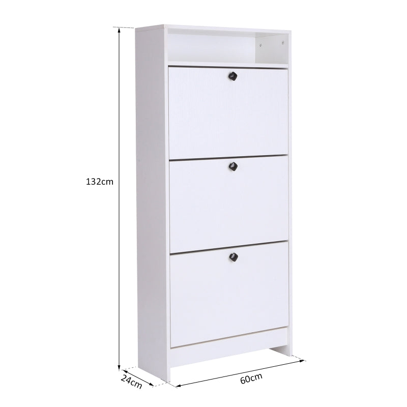 HOMCOM Shoe Storage Cabinet With 3 Drawers, Chipboard-White