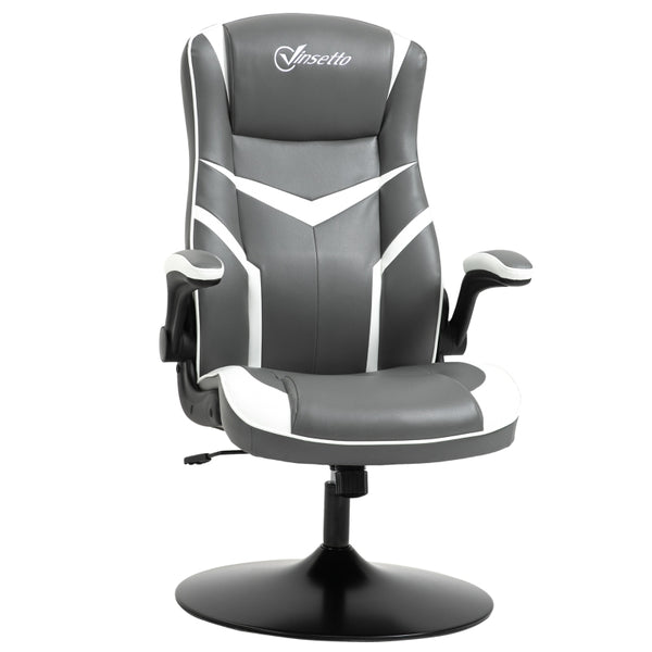 Vinsetto Video Best Gaming Chair Computer Chair, Playseat with Adjustable Height, Swivel Base, Desk Chair, PVC Leather Swivel Chair, Grey