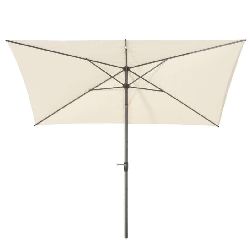 Outsunny 3 x 2M Sun Parasols Umbrellas Garden Patio Tilt Sun Shade Outdoor Canopy Crank Aluminium, Beige